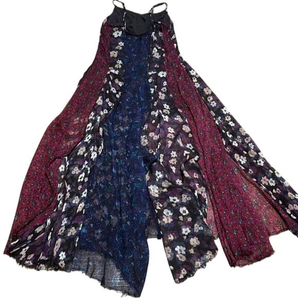 Free People Patchwork Panel Paneled Boho Bohemian Beaded Dress - Picture 5 of 8